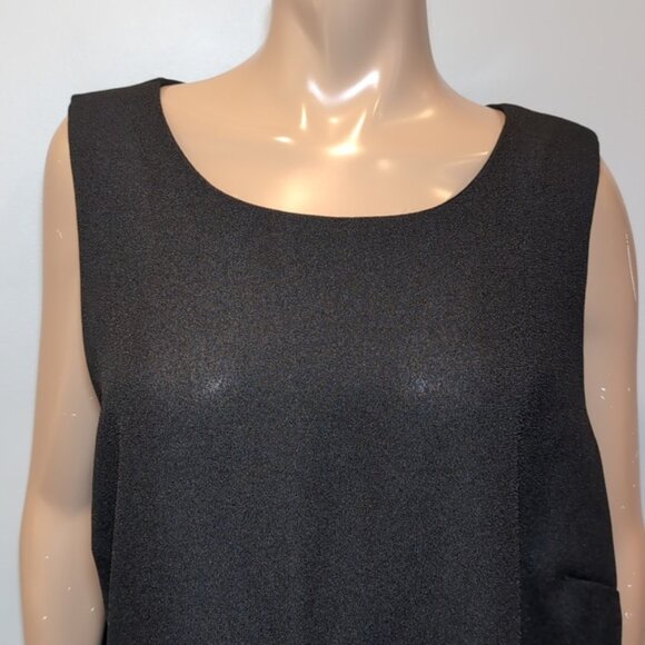 Vintage Addition Elle Sleeveless Sheath Dress Womens Plus Size 22W Black Crepe - Picture 3 of 12
